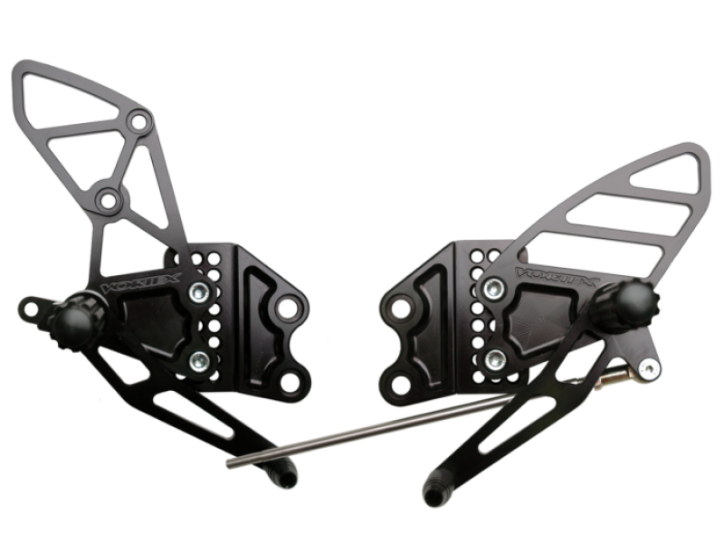Kawasaki ZX-10R Ninja Adjustable Rear Sets - Vortex Racing - Adjustable - Black - `04-`05